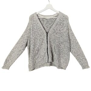Silence + Noise Anthro Womens Medium Gray‎ Knit Zip Cardigan Sweater Minimalist